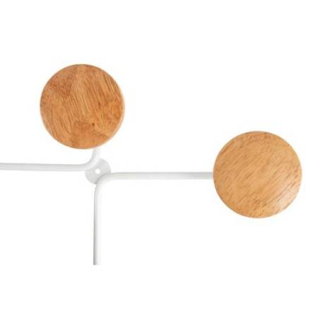 Appendiabiti da muro - 6 posti - 12 x 28 x 7 cm - metallo/legno - bianco - Alba