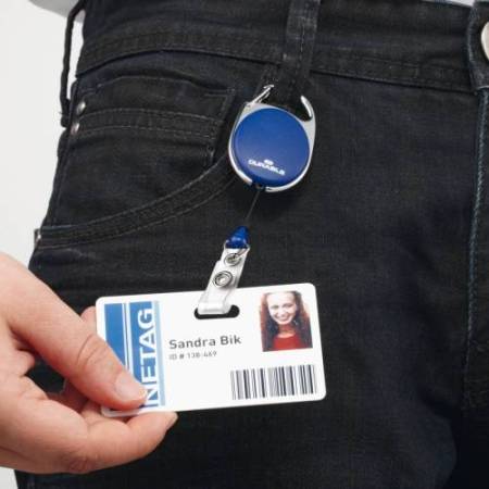 Chiocciola YO-YO Style per portabadge - blu - filo retrattile 80 cm - Durable - conf. 10 pezzi