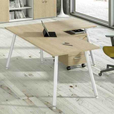 Scrivania Skinny Metal - 120 x 80 x H 74,4 cm - bianco / rovere