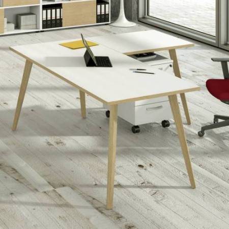 Scrivania Woody - 80 x 80 x H 74,4 cm - rovere / bianco