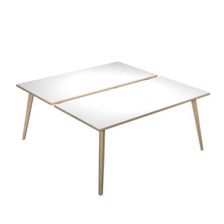 Scrivania Woody a 2 postazioni contrap. - 120 x 166 cm - rovere / bianco
