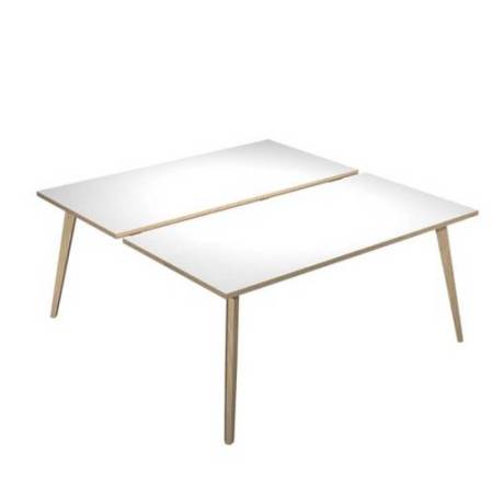 Scrivania Woody a 2 postazioni contrap. - 160 x 166 cm - rovere / bianco
