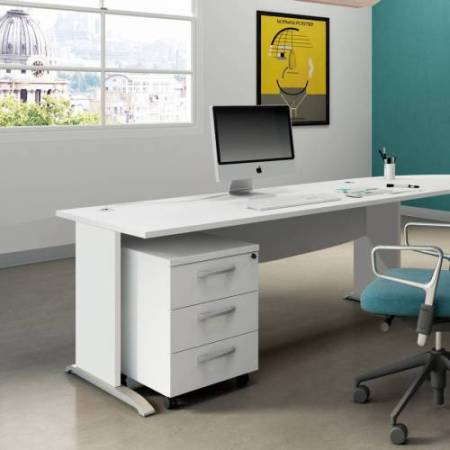 Scrivania Operativa Agorà Basic - fianchi a L melaminico - 140 x 80 x H 73 cm - bianco