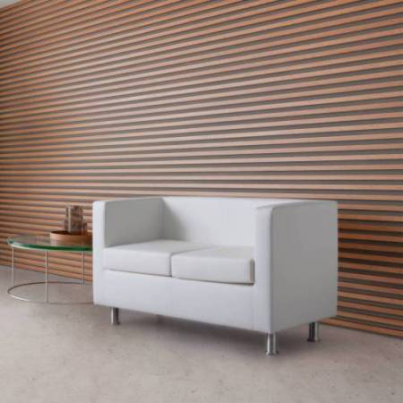 Divanetto Pragma PR2 - 2 posti - con braccioli inclusi - similpelle - bianco - Unisit