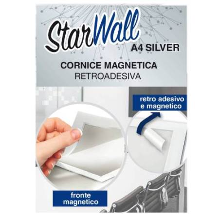 Cornice magnetica retroadesiva Starwall - A4 - silver - Starline