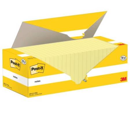 Blocco foglietti Post-it Notes - 655-CY-VP24 - 76 x 127 mm - giallo Canary - 100 fogli - Post-it - conf. 24 blocchi