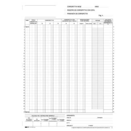 Registro prima nota Iva corrispettivi - 13/13 fogli autoricalcanti - 29,7 x 23cm - Edipro