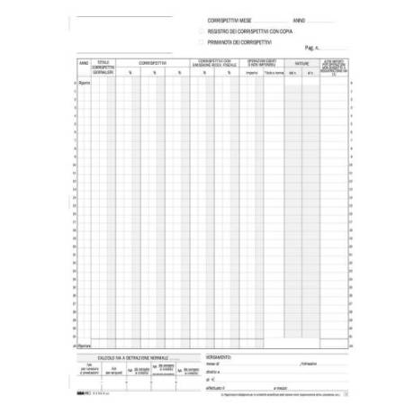 Registro prima nota Iva corrispettivi - 13/13 fogli autoricalcanti - 29,7 x 23cm - Edipro