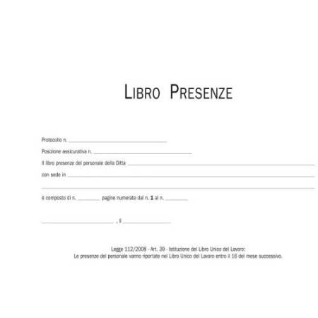Blocco presenze - 15 x 23cm - 50/50 fogli autoricalcanti - Edipro