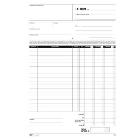 Blocco fatture 3 aliquota Iva - 50 fogli 2 copie autoricalcanti - 29,7 x 21cm - Edipro