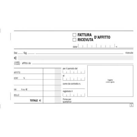 Blocco ricevute d'affitto - 50/50 fogli autoricaricanti - 9,9 x 17cm - 50 fogli - Edipro