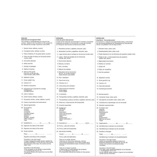 C.M.R. lettera vettura internazionale...