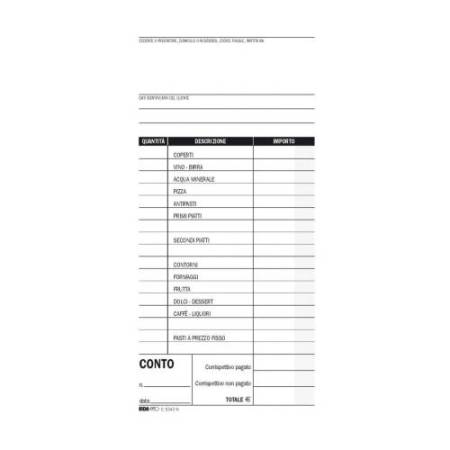 Blocco conto ristorante con dettaglio voci - uso mano - 22 x 10cm - 100 fogli - Edipro