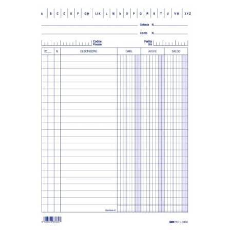 Schede in cartoncino dare/avere/saldo - 21 x 15 cm - Edipro - conf. 100 pezzi