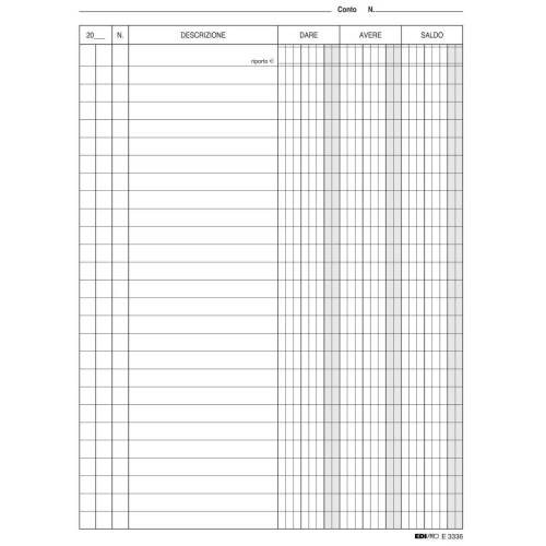 Schede in cartoncino dare/avere/saldo...