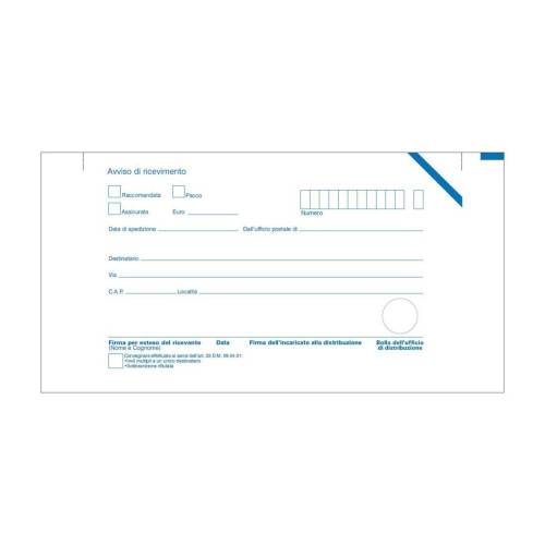 Cartolina raccomandata A/R - con...