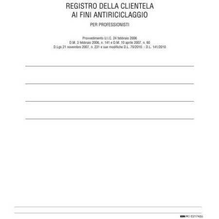 Registro antiriciclaggio per professionisti - 31 x 24cm - 46 fogli - Edipro