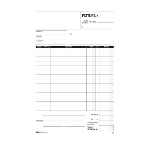 Blocco fattura 1 aliquota - 33 fogli...