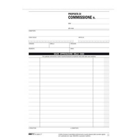 Blocco copia commissioni - 3 copie autoricalcanti - 23 x15 cm - 33 fogli - Edipro