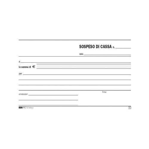Blocco sospeso di cassa - 50 fogli 2...