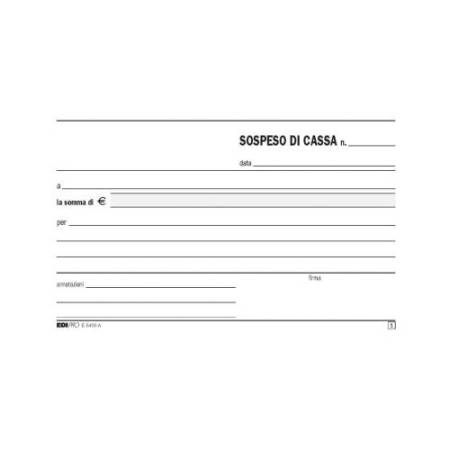 Blocco sospeso di cassa - 50 fogli 2 copie autoricalcanti - 10 x 17cm - Edipro