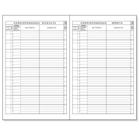 Registro protocollo lettere ricevute/spedite - uso mano - 21 x 31cm - 100 fogli - BM