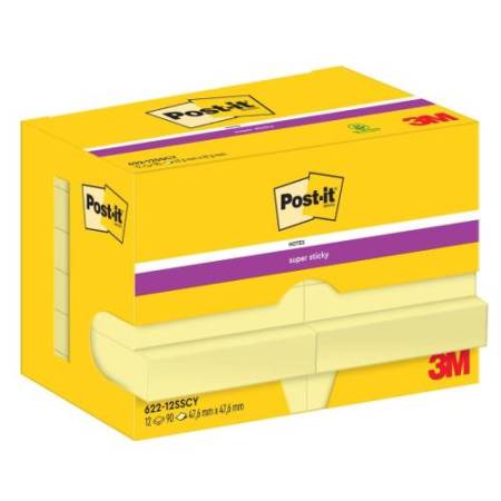 Blocco foglietti Super Sticky - 622-12SS-CY - 47,6 x 47,6 mm - giallo Canary - 90 fogli - Post-it