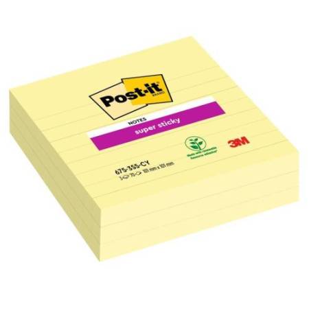 Blocco foglietti Super Sticky - 675-SS3CY-EU - a righe - 101 x 101 mm - giallo Canary - 70 fogli - Post-it