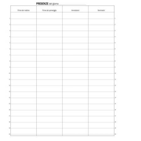 Registro firma presenza - 49 pag - 31 x 24,5 cm - DU1338100000 - Data Ufficio