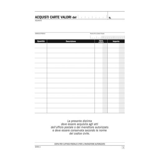 Blocco distinta acquisto carte valori...