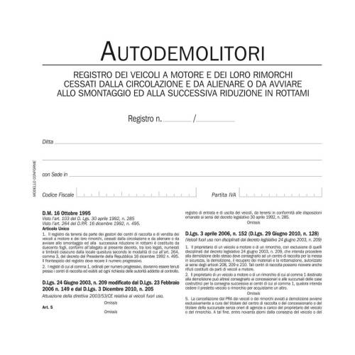 Registro autodemolitori - 200 pagine...