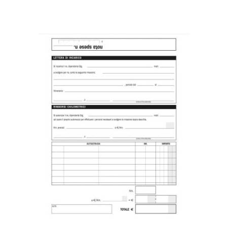 Blocco buste nota spese - staccabili - 23 x 16 cm - Data Ufficio - conf. 25 buste