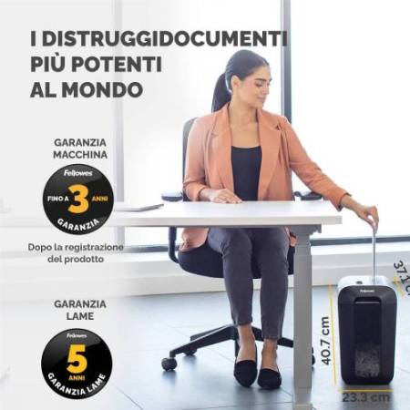 Distruggidocumenti LX65 - a frammenti - nero - Fellowes