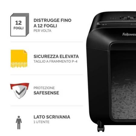 Distruggidocumenti LX85 - a frammenti - nero - Fellowes
