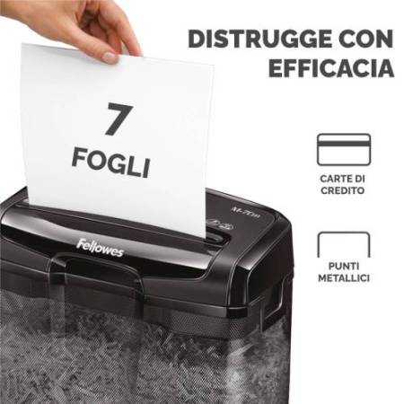Distruggidocumenti M-7CM - a frammenti - nero - Fellowes