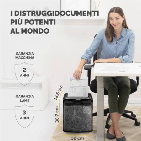 Distruggidocumenti M-7CM - a frammenti - nero - Fellowes