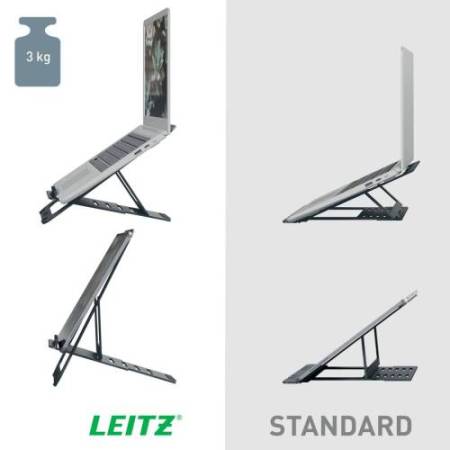 Supporto notebook - regolabile ultrapiatto - grigio scuro - in alluminio - Leitz
