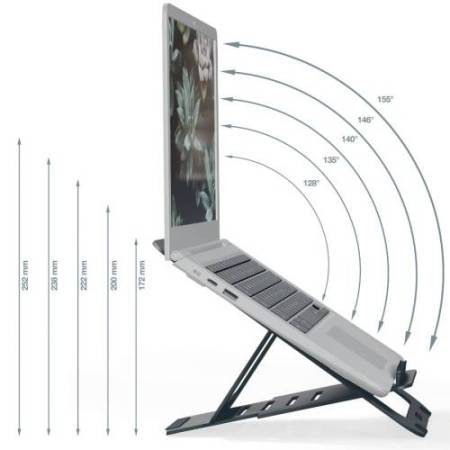 Supporto notebook - regolabile ultrapiatto - grigio scuro - in alluminio - Leitz