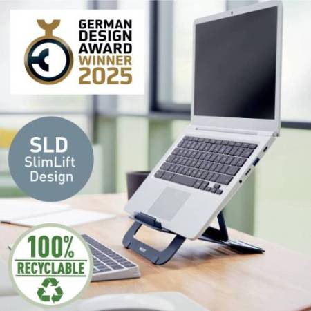 Supporto notebook - regolabile ultrapiatto - grigio scuro - in alluminio - Leitz