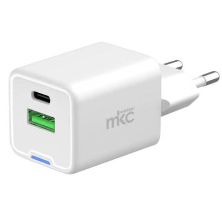 Caricatore USB -  35W -  1 USB-C + 1 USB-A - Bianco -MKC Melchioni