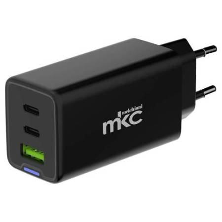 Caricatore USB -  65W -  2 USB-C + 1 USB-A - Nero - MKC Melchioni