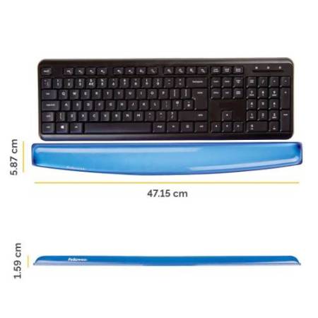 Poggiapolsi da tastiera - gel - blu trasparente - Fellowes