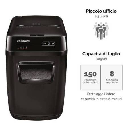 Distruggidocumenti AutoMax 150C - a frammenti - 32L - Fellowes