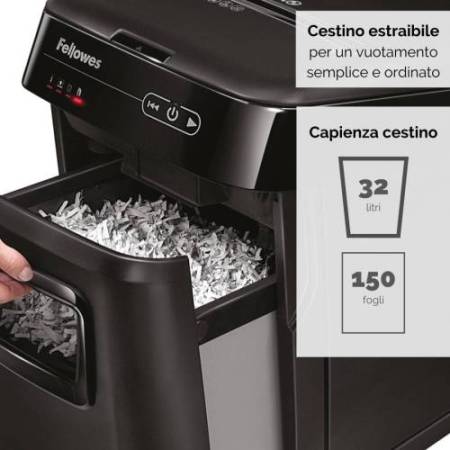 Distruggidocumenti AutoMax 150C - a frammenti - 32L - Fellowes