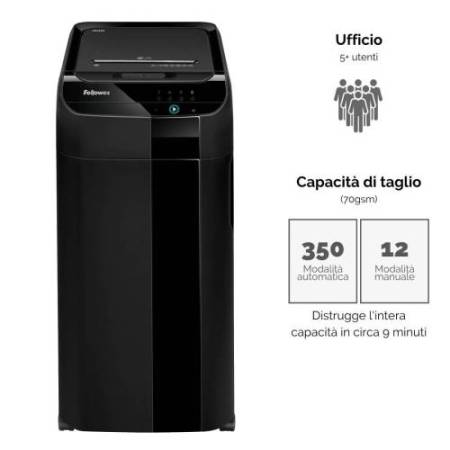 Distruggidocumenti AutoMax 350C - a frammenti - 68L - Fellowes