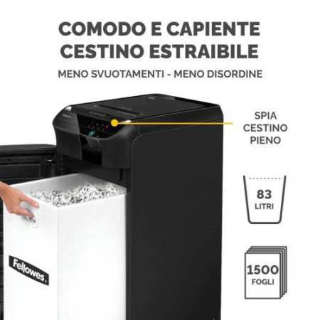 Distruggidocumenti Automax 600m - a microframmenti - 83lt - Fellowes