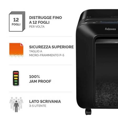 Distruggidocumenti LX-201 - a microframmenti - nero - Fellowes