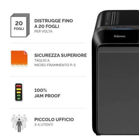 Distruggidocumenti LX-221 - a microframmenti - nero - Fellowes