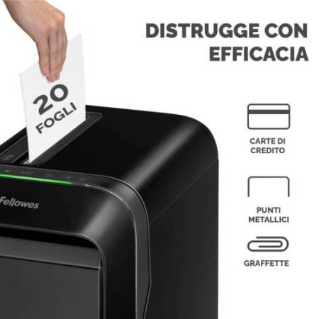 Distruggidocumenti LX-221 - a microframmenti - nero - Fellowes