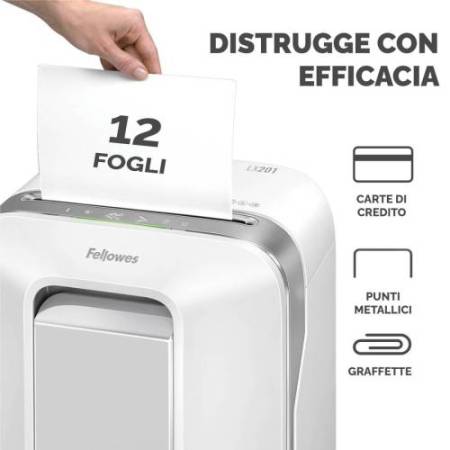 Distruggidocumenti LX-201 - a microframmenti - bianco - Fellowes